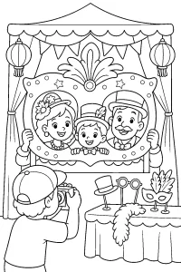 Karnevalsfoto mit großer Maske malvorlage kostenlos PDF