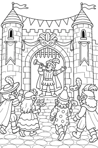 Araldo del carnevale al castello disegno da colorare PDF gratis
