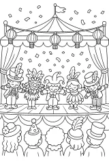 Artisti di Carnevale sul palco disegno da colorare PDF gratis