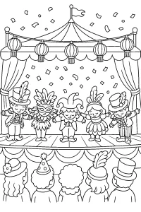 Artisti di Carnevale sul palco disegno da colorare PDF gratis