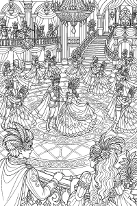 Gran ballo in maschera di Carnevale disegno da colorare PDF gratis