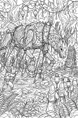 Grande burattino uccello nel bosco disegno da colorare PDF gratis