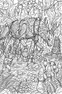 Grande burattino uccello nel bosco disegno da colorare PDF gratis
