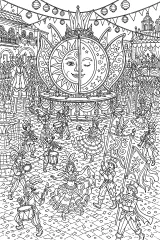 Carro di Carnevale con sole e luna disegno da colorare PDF gratis