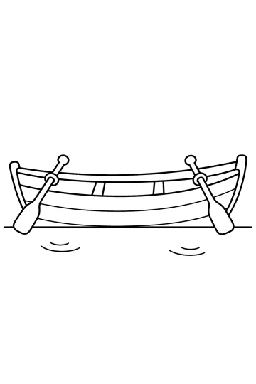 Disegno da colorare di una barca a remi vista di lato sull'acqua