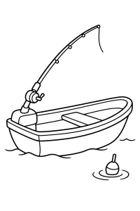 Barco de pesca com vara desenho para colorir PDF grátis