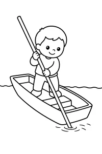 Bambino in barca con pertica disegno da colorare PDF gratis