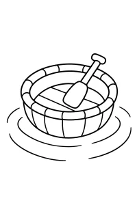 Barca redonda con remo dibujo para colorear PDF gratis