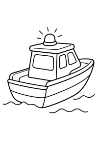 Cabin motorboat with flashing light coloring page free PDF