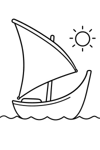 Barca a vela con sole disegno da colorare PDF gratis