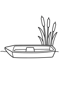 Boat by the reeds coloring page free PDF