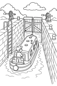 Barca in una chiusa disegno da colorare PDF gratis