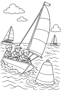 Barca a vela intorno alla boa disegno da colorare PDF gratis