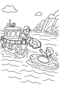 Barca di soccorso e kayak da colorare disegno da colorare PDF gratis