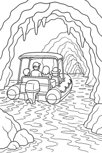 Barca nella grotta marina disegno da colorare PDF gratis
