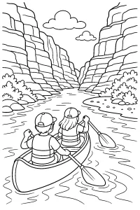 Canoa nel canyon da colorare disegno da colorare PDF gratis