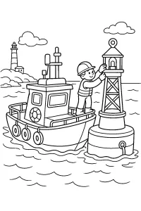 Barca di servizio accanto alla boa luminosa disegno da colorare PDF gratis