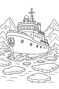 Nave tra i ghiacci disegno da colorare PDF gratis