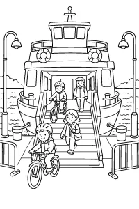 Traghetto con rampa e biciclette disegno da colorare PDF gratis