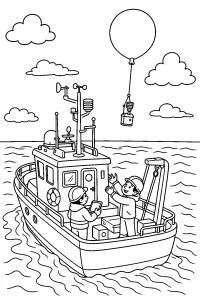 Barca meteorologica con pallone disegno da colorare PDF gratis