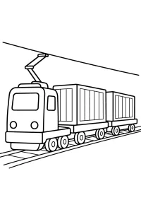 Trem de carga com vagões contentores desenho para colorir PDF grátis