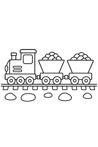 Trem com vagões de pedras desenho para colorir PDF grátis