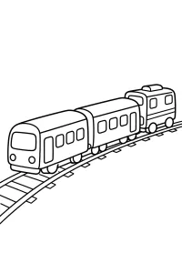 Treno passeggeri su binari curvi disegno da colorare PDF gratis