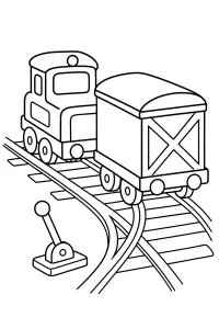 Trem com vagão de carga e agulha desenho para colorir PDF grátis