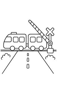 Treno al passaggio a livello disegno da colorare PDF gratis
