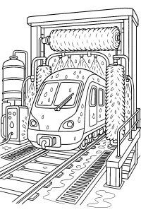 Treno nel lavaggio automatico disegno da colorare PDF gratis