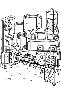 Locomotiva diesel al rifornimento disegno da colorare PDF gratis