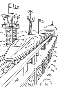 Magnetschwebebahn auf der Teststrecke malvorlage kostenlos PDF