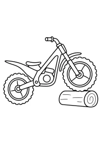 Moto da trial con ruota sul tronco disegno da colorare PDF gratis