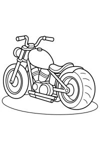 Moto custom con ruota posteriore grande disegno da colorare PDF gratis