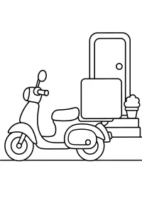 Moto con caja grande junto a la puerta dibujo para colorear PDF gratis