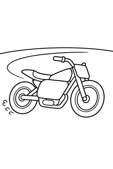 Disegno al tratto di una moto da pista vista di lato su una curva