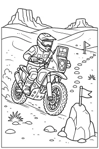 Moto da rally nel deserto disegno da colorare PDF gratis