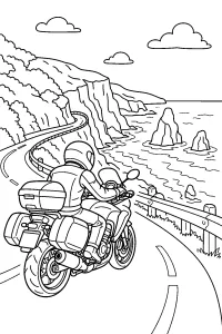 Moto sulla strada costiera disegno da colorare PDF gratis