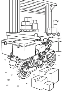 Moto da consegna al magazzino disegno da colorare PDF gratis