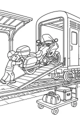 Moto sulla rampa del treno disegno da colorare PDF gratis