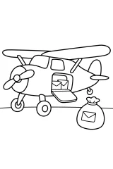 Aereo postale con sacco della posta disegno da colorare PDF gratis