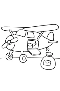 Aereo postale con sacco della posta disegno da colorare PDF gratis