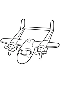Aereo bimotore con due eliche disegno da colorare PDF gratis