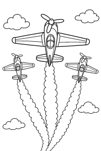 Tre aerei acrobatici nel cielo disegno da colorare PDF gratis