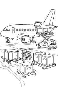Aereo con camion elevatore in aeroporto disegno da colorare PDF gratis
