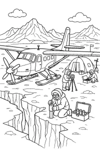 Aereo scientifico sul ghiaccio disegno da colorare PDF gratis