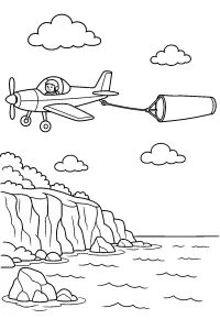 Aereo con manica bersaglio sul mare disegno da colorare PDF gratis