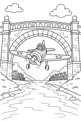 Aereo sotto il ponte disegno da colorare PDF gratis