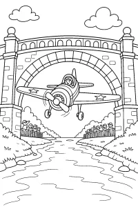 Aereo sotto il ponte disegno da colorare PDF gratis