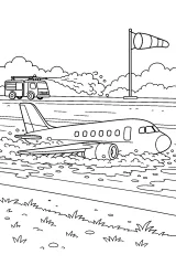 Aereo con atterraggio di emergenza disegno da colorare PDF gratis